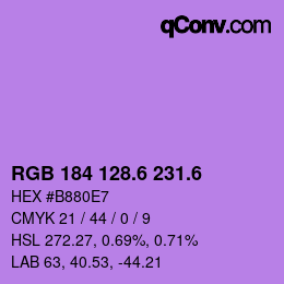 カラーコード: RGB 184 128.6 231.6 | qconv.com