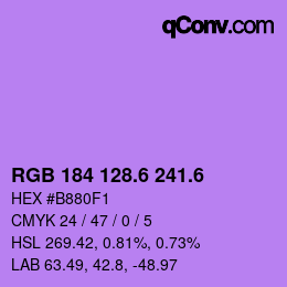 カラーコード: RGB 184 128.6 241.6 | qconv.com