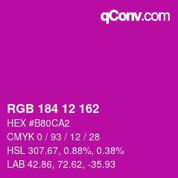 Color code: RGB 184 12 162 | qconv.com