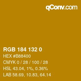 Color code: RGB 184 132 0 | qconv.com