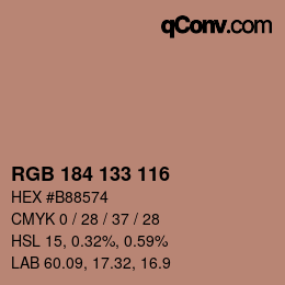 颜色代码: RGB 184 133 116 | qconv.com
