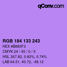 Color code: RGB 184 133 243 | qconv.com