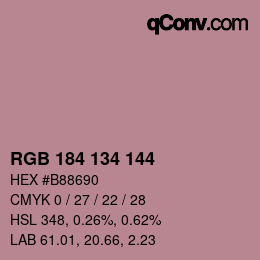 Color code: RGB 184 134 144 | qconv.com