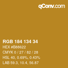 颜色代码: RGB 184 134 34 | qconv.com