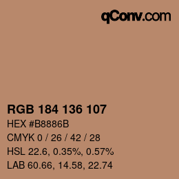 Color code: RGB 184 136 107 | qconv.com