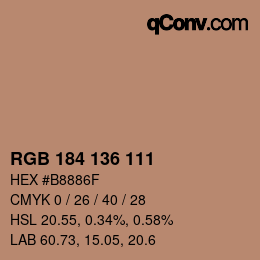 Color code: RGB 184 136 111 | qconv.com