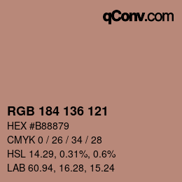 Color code: RGB 184 136 121 | qconv.com