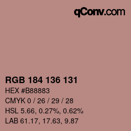 Color code: RGB 184 136 131 | qconv.com