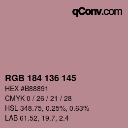 Color code: RGB 184 136 145 | qconv.com