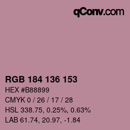 Color code: RGB 184 136 153 | qconv.com