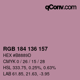 Color code: RGB 184 136 157 | qconv.com