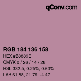 Color code: RGB 184 136 158 | qconv.com
