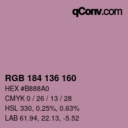 Color code: RGB 184 136 160 | qconv.com