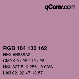 Color code: RGB 184 136 162 | qconv.com