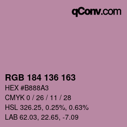 Color code: RGB 184 136 163 | qconv.com
