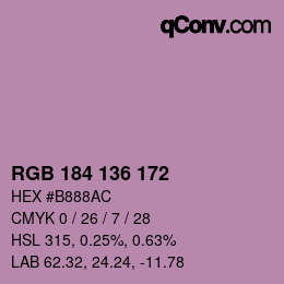 Color code: RGB 184 136 172 | qconv.com