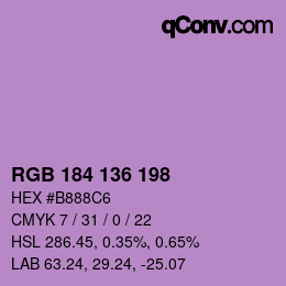 Color code: RGB 184 136 198 | qconv.com