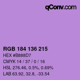 Color code: RGB 184 136 215 | qconv.com