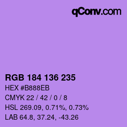 Color code: RGB 184 136 235 | qconv.com