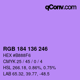 Color code: RGB 184 136 246 | qconv.com