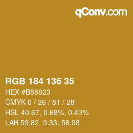 Color code: RGB 184 136 35 | qconv.com