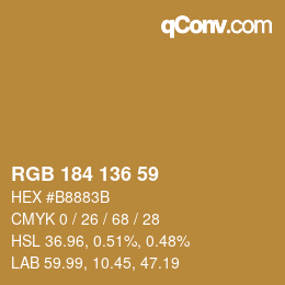 Color code: RGB 184 136 59 | qconv.com