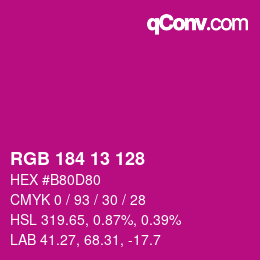 Color code: RGB 184 13 128 | qconv.com