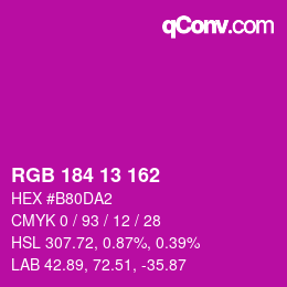 カラーコード: RGB 184 13 162 | qconv.com
