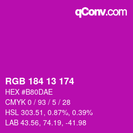 Color code: RGB 184 13 174 | qconv.com