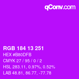 カラーコード: RGB 184 13 251 | qconv.com