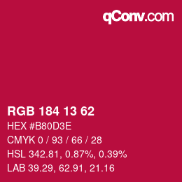 Color code: RGB 184 13 62 | qconv.com