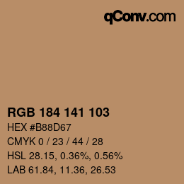 Color code: RGB 184 141 103 | qconv.com