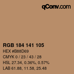 カラーコード: RGB 184 141 105 | qconv.com