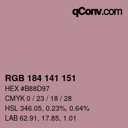 Color code: RGB 184 141 151 | qconv.com