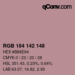 カラーコード: RGB 184 142 148 | qconv.com