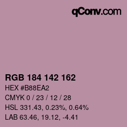 Color code: RGB 184 142 162 | qconv.com