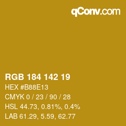 Color code: RGB 184 142 19 | qconv.com