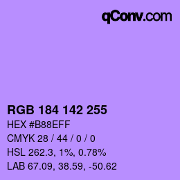 Color code: RGB 184 142 255 | qconv.com