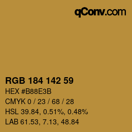 カラーコード: RGB 184 142 59 | qconv.com