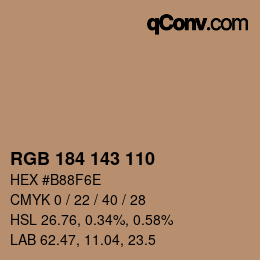 Color code: RGB 184 143 110 | qconv.com