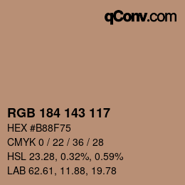 カラーコード: RGB 184 143 117 | qconv.com