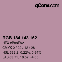 Color code: RGB 184 143 162 | qconv.com