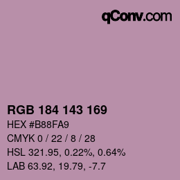 カラーコード: RGB 184 143 169 | qconv.com