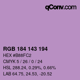 カラーコード: RGB 184 143 194 | qconv.com