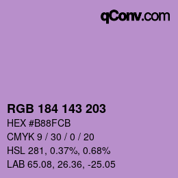 Color code: RGB 184 143 203 | qconv.com
