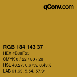 Color code: RGB 184 143 37 | qconv.com