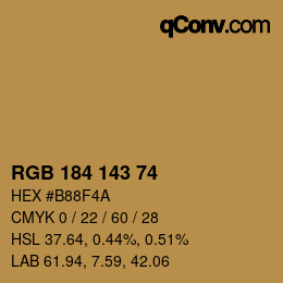 カラーコード: RGB 184 143 74 | qconv.com
