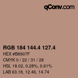 カラーコード: RGB 184 144.4 127.4 | qconv.com