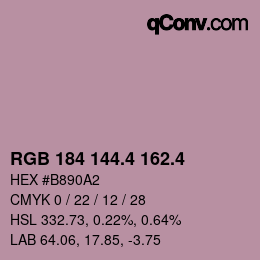 カラーコード: RGB 184 144.4 162.4 | qconv.com