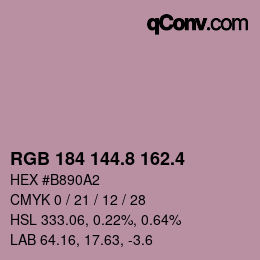カラーコード: RGB 184 144.8 162.4 | qconv.com